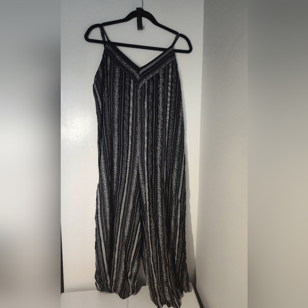 Xhilaration Black and White Striped Jumpsuit